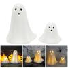 2Pcs LED Lighted Ceramics Specters Ghostly Figurine Sculpture Creative Table Centerpieces Glowing Lamp Halloween Decors