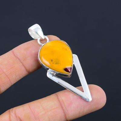 Pear Natural Mookaite Bezel Wedding Trendy Wife Pendant Jewelry Sterling Silver