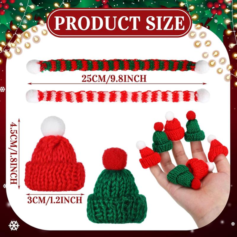 Mini Christmas Hat Mini Scarf Red Green Christmas Color Hanging Finger Hat Lollipop Bottle DIY Christmas Party Decoration