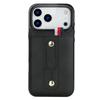 For iPhone 17 Pro Case PU Leather+TPU Hidden Card Holder Drop-proof Phone Cover with Kickstand