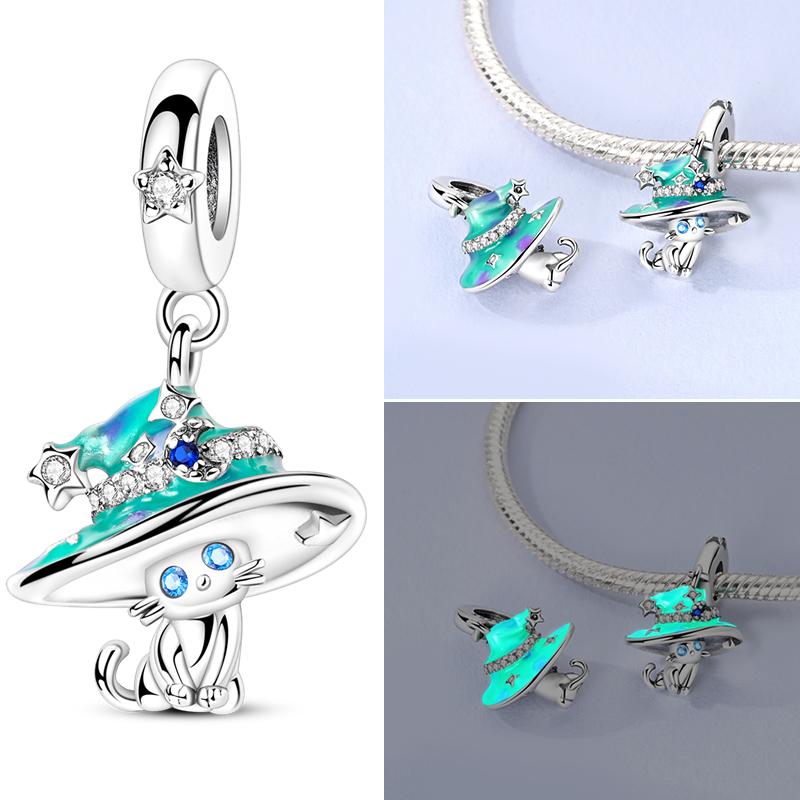 New Charms Plat Copper Blue Luminous Firefly Cat Dog Insect Star Charm Beads Fit Original Bracelet Diy Ladie Jewelry Pendant