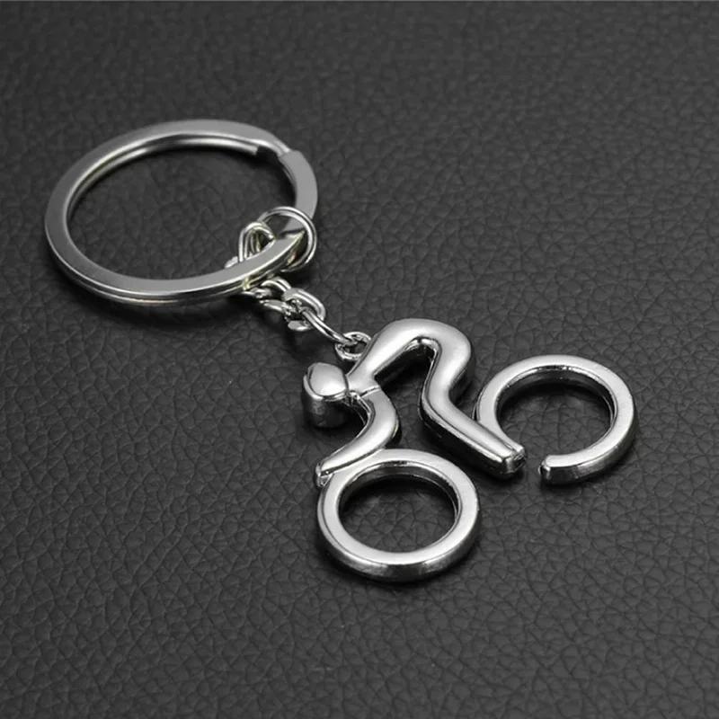 4pcs Sport Man Keychain Metal Bicycle Bike Cycling Riding Keyring  Key Chains Hanging Accessories