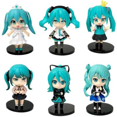 Anime Nouveaux Ornements de Mini Personnages Figurines Hatsune Miku Kawai Rose Vert Hatsune Décoration de Bureau à Domicile Jouet pour Adulte Cadeau d'Anniversaire pour Enfant