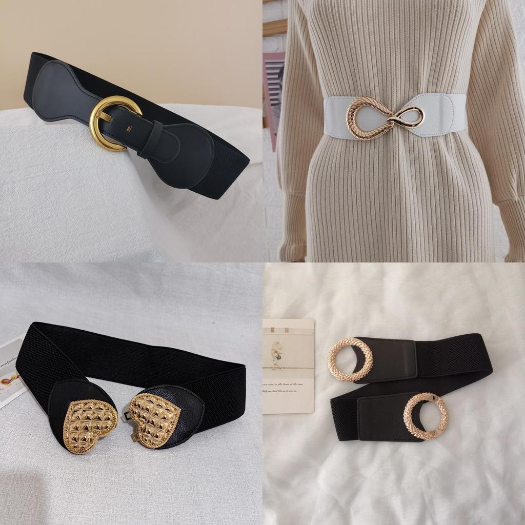 Minimalist Black Leather Look Waist Belt For Casual Dresses With Metal Closure