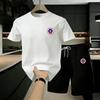 Men's Casual Sports Two-Piece Set: King's Print T-Shirt and Shorts