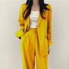 Women's Solid Color & Plaid 2-Piece Suit Set , Polyester Cotton Blend Long Sleeve Pocket Outfit, Elegant Commuter Casual Set