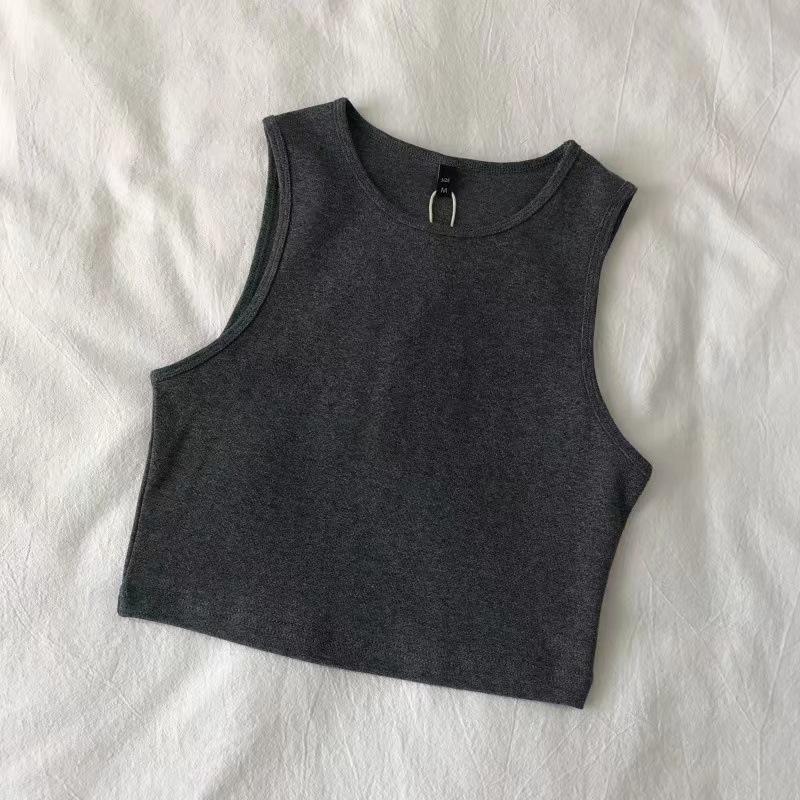 Style Vest Women's High Waist Slim Inner T-shirt for Women's Elastic Short Sleeveless Bottom Shirt for Women