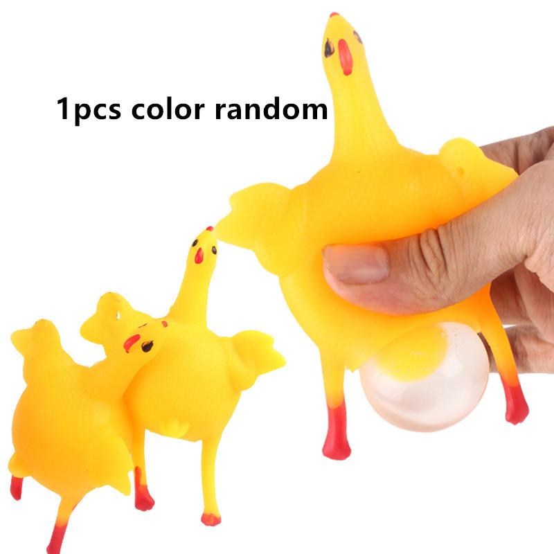 Funny Chicken Egg Laying Hens Crowded Stress Ball Keychain Creative Funny Spoof Tricky Gadgets Toys Chicken Keyring Key Chains
