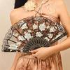 Chinese Style Folding Fan Lace Dance Fan Photo Props Embroidered Decorative Hand Fan Ornament Wedding Party Favor Gift  Hand Fan