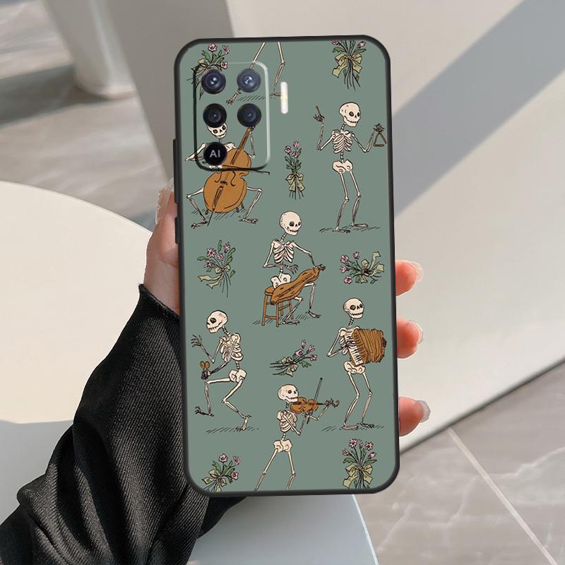 Bones Skeleton Case For Oppo A17 A57 A77 A60 A80 A40 A74 A54 A94 A78 A98 A18 A38 A58 A96 A76 A16 A15 A5 Pro OPPO A40 A40m