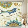 1 Pcs Retro Big Flowers Pattern Polyester Shower Curtain Partition Floral Bathroom Curtain with Hooks Home Decorative Curtain