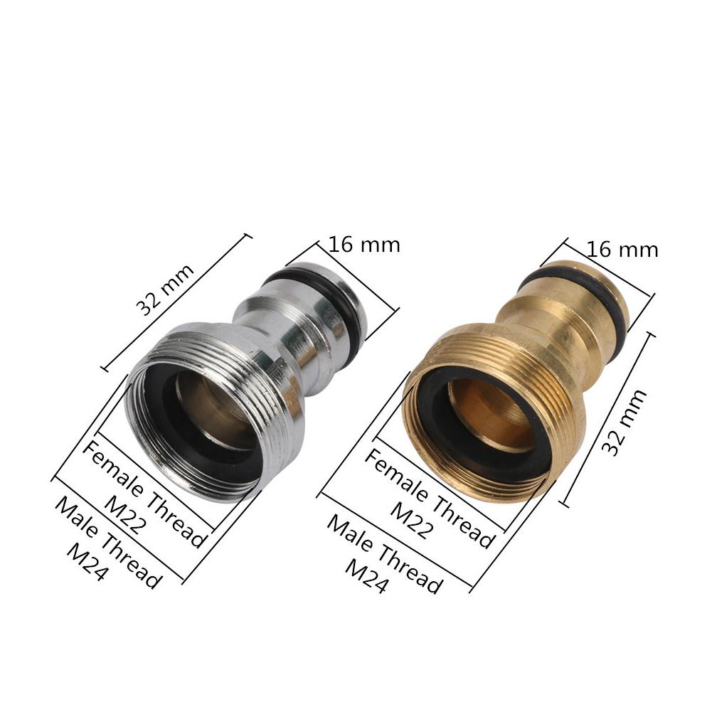 M22 To M24 Threaded Brass Quick Coupling Garden Watering Adapter Drip Irrigation Copper Hose Quick Coupling Fitting 1pcs