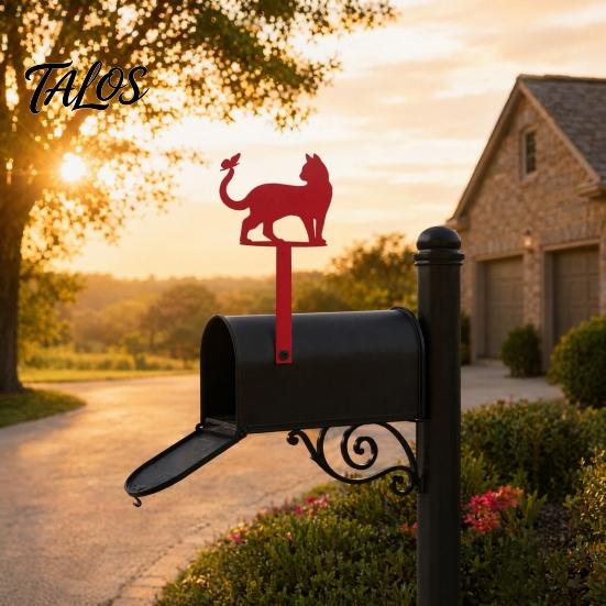 Talos Yard Eisenbeschilderung mit festen Löchern, Metall Katze Schmetterling Dekoration, Outdoor Briefkasten Schild für Holz Leder Briefkästen
