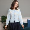Women's Autumn-Winter Chrysanthemum Embroidered Knitted Cardigan - Casual, Simple, Fashionable, Elegant Sweater