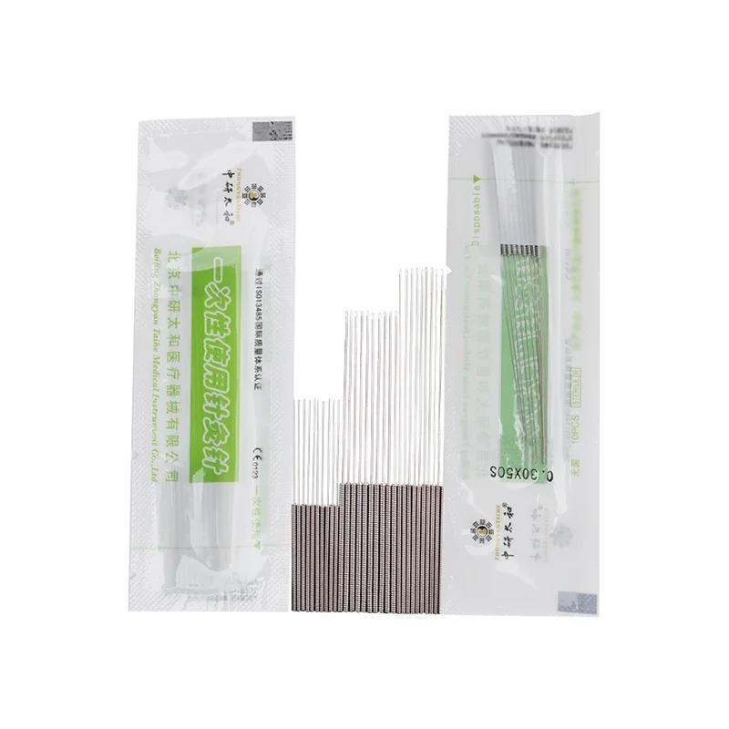Zhongyan Taihe 500 Acupuncture Needles with tube, Tube Acupuncture Disposable Sterile Beauty Massage Needles