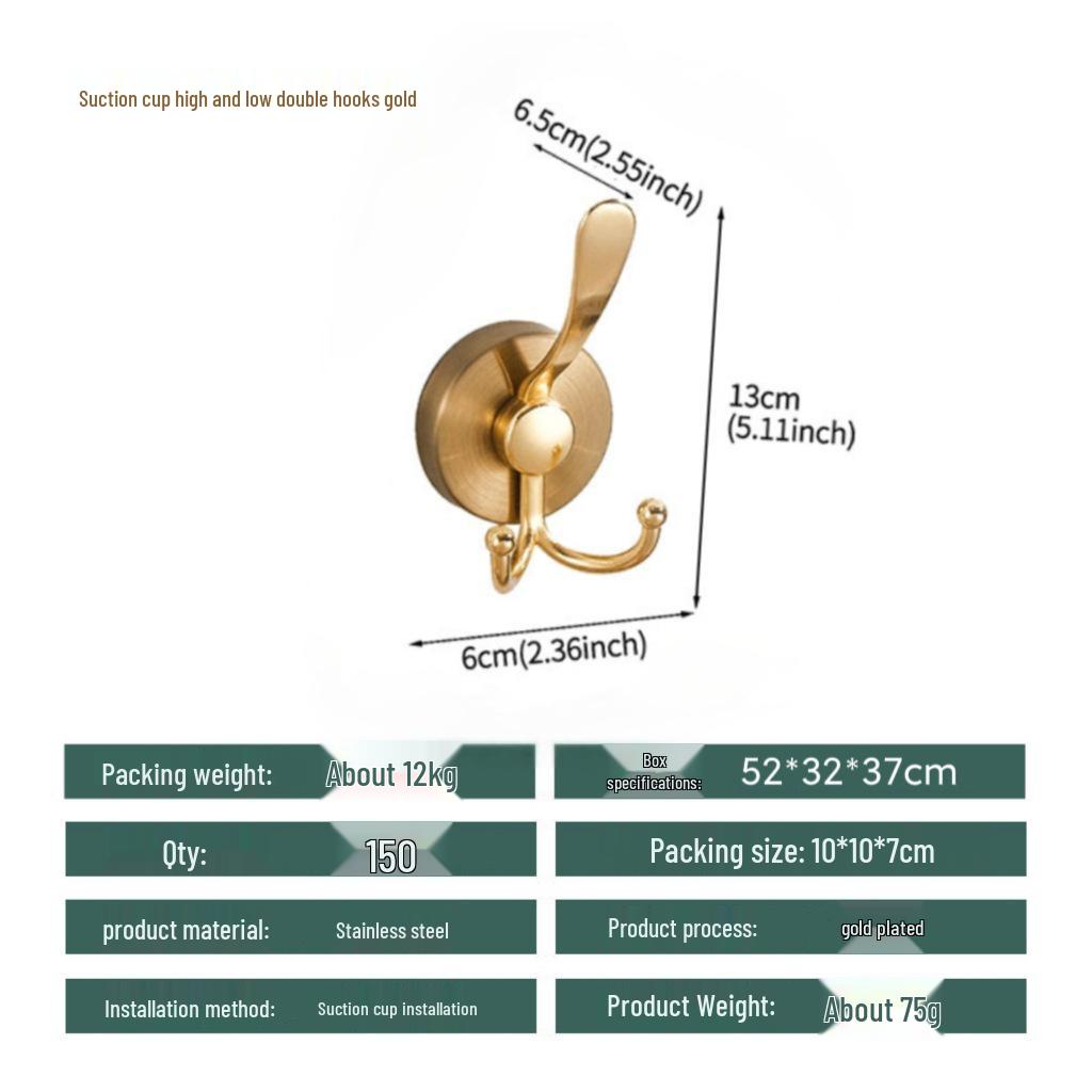 Stainless Steel No-Drill Suction Cup Hook - Strong Load-Bearing for Bathroom and Toilet