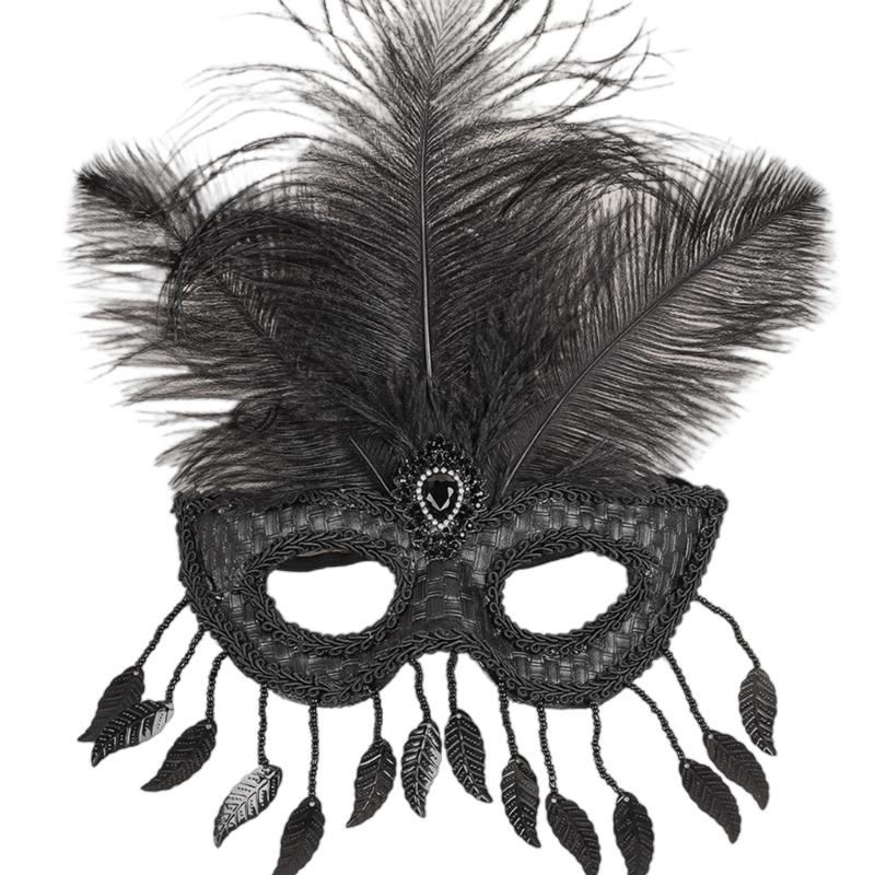 

Блискуча пір яна напівмаска для очей Елегантний вечірній маскарадний аксесуар Зручний мереживний дизайн Маска для очей для костюма 1 чорний