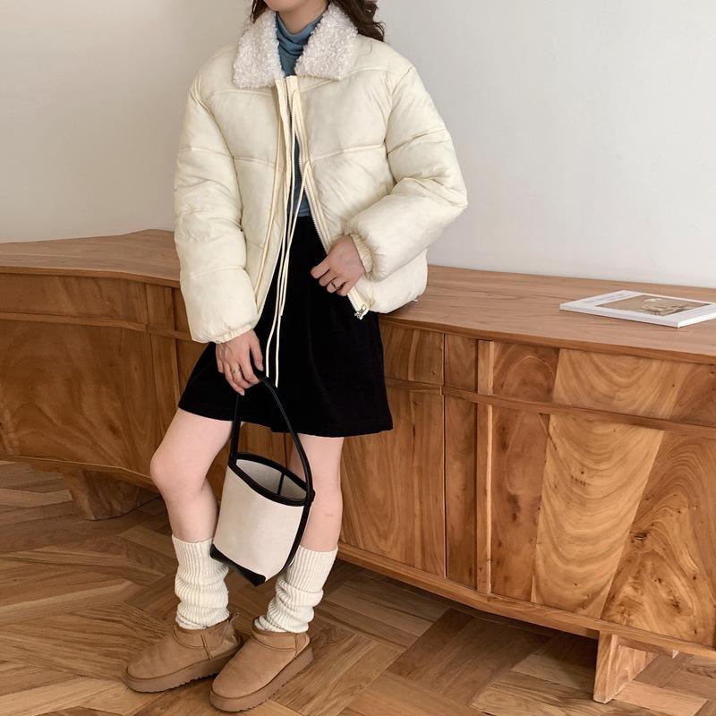 Bow Tie Short Cotton Jacket Women's Winter Warm Small College Cotton Coat Bread Jacket