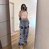 Elephant Pants Women Men Unisex Premium Japanese Silk Print Thailand Casual Streetwear Beach  Bohemian Retro Vintage Adjustable Rope Loose Legs