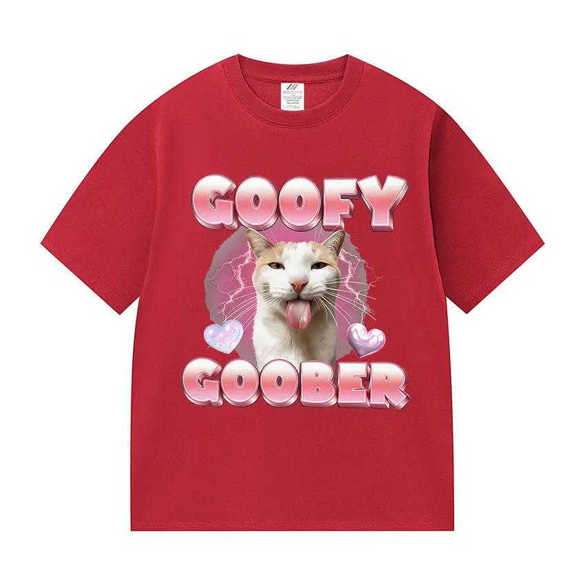 Goofy Goober Funny Meme T-shirt Crazy Cute Silly Cringe Cat Short Sleeve T Shirts Men Women O-Neck Cotton T Shirt 4XL