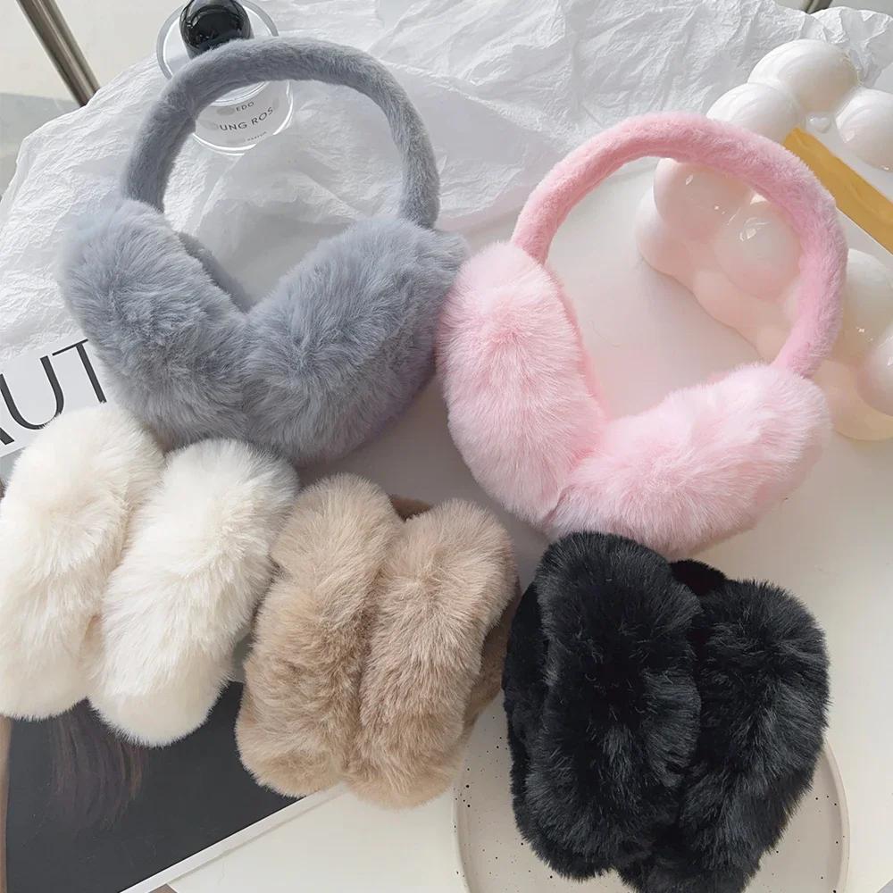 Fashion Soft Faux Fur Ear Warmer Winter Earmuffs For Women Men Solid Color Earflap Outdoor Cold Protection Ear-Muffs Ear Cover
