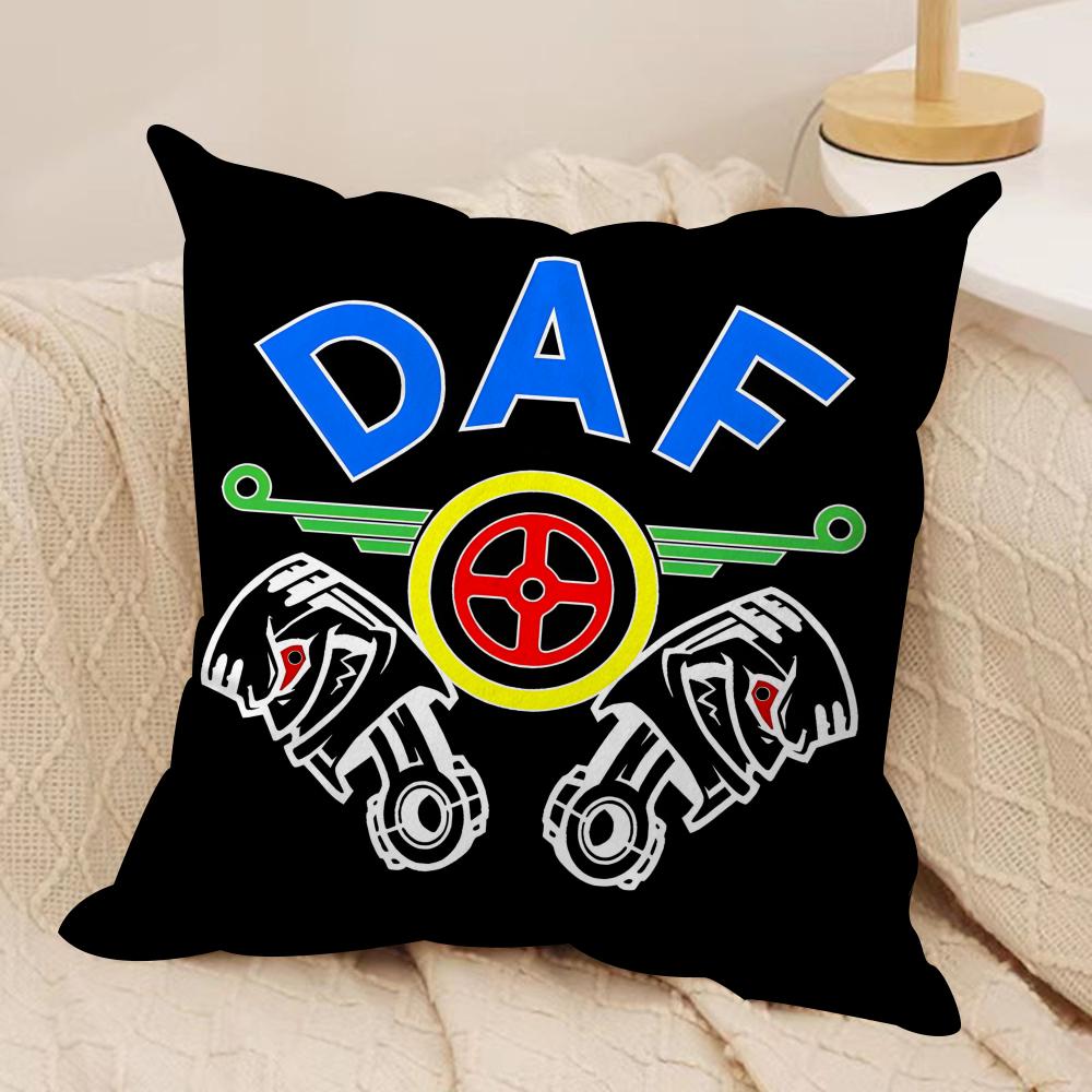 

D-DAF T-Truck Logo Cushion Cover Silky Short Plush Sofa Pillow Cover Hidden Zipper Soft Dustproof Case for Home Decor 30cmx30cm