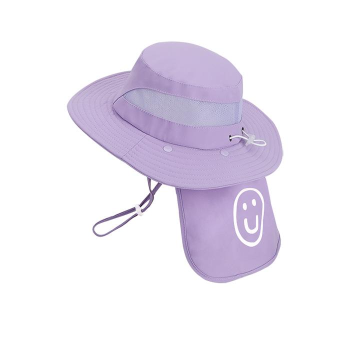 Summer Children's Hat Outdoor Outing Visor Solid Color Breathable Sunscreen Hat Large Brim Shawl Neck Bucket Hat