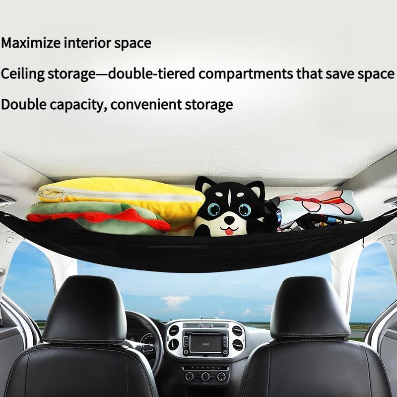1PC car storage bag, car ceiling storage network, self-driving travel supplies, storage hanging bags, car storage bags suspended in the car