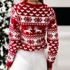 Women's Fashion Christmas Knitted Printed Long Sleeve Round Neck Sweater