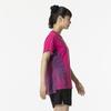 Game Fuchsia Size Short Dynamotion Officially Approved by the Japan Badminton Association Women's Tennis/Badminton Shirt, Pink, XL, 62JAB205, Sleeve,