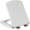Square Toilet Seat Soft Close with Easy Quick Release Top Fix Adjustable Hinges, Easy Installation, White