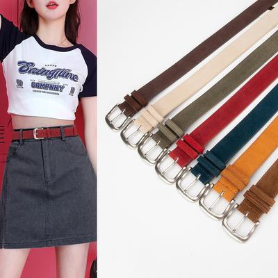 New Matte Leather Belt for Women's Retro Simple Versatile Pin Buckle Skirt for Jeans Decorative Belt for Women