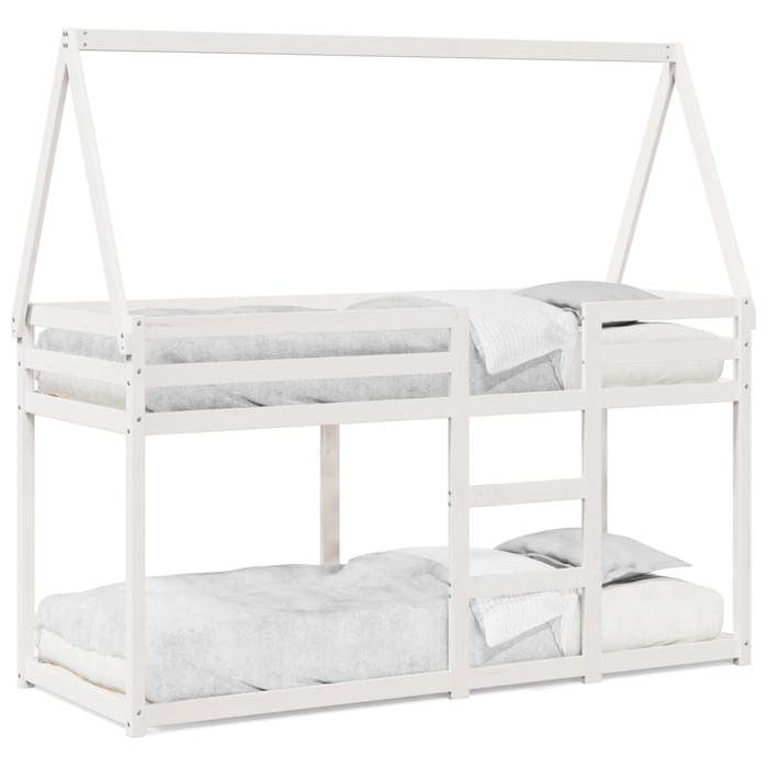 VidaXL Lit superposé avec toit blanc 90x200 cm bois de pin massif, lit, cadre de lit, lit mezzanine, meuble de chambre, 3282080