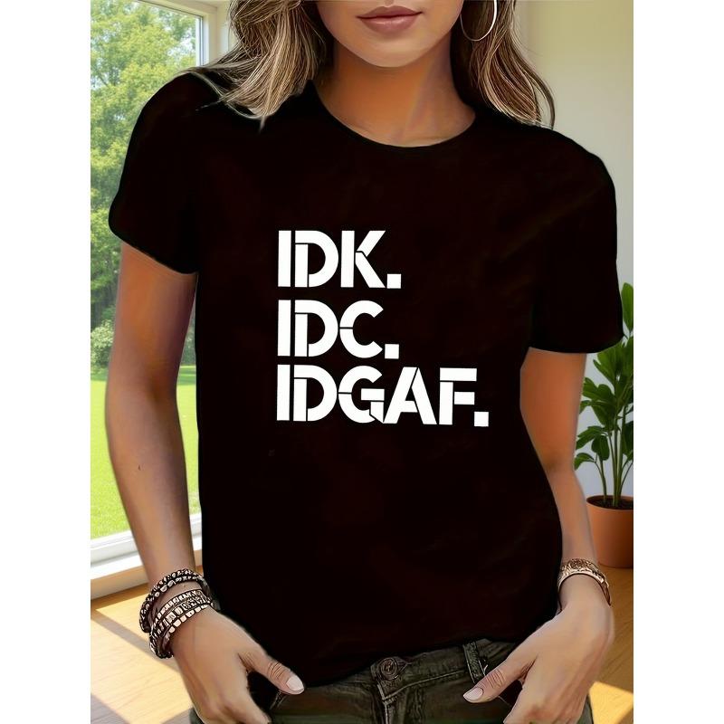 Trendy Minimalist Graphic Print T-Shirt for Women S чёрный