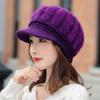 Female Autumn and Winter Casual Rabbit Fur Duck Tongue Beret Winter Cold Warm Knitted Wool Hat