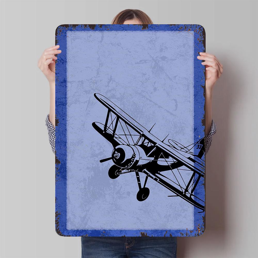 Vintage Biplane Metal Wall Art Industrial Style Home Decor American Retro Cafe Pub Hanging Decoration