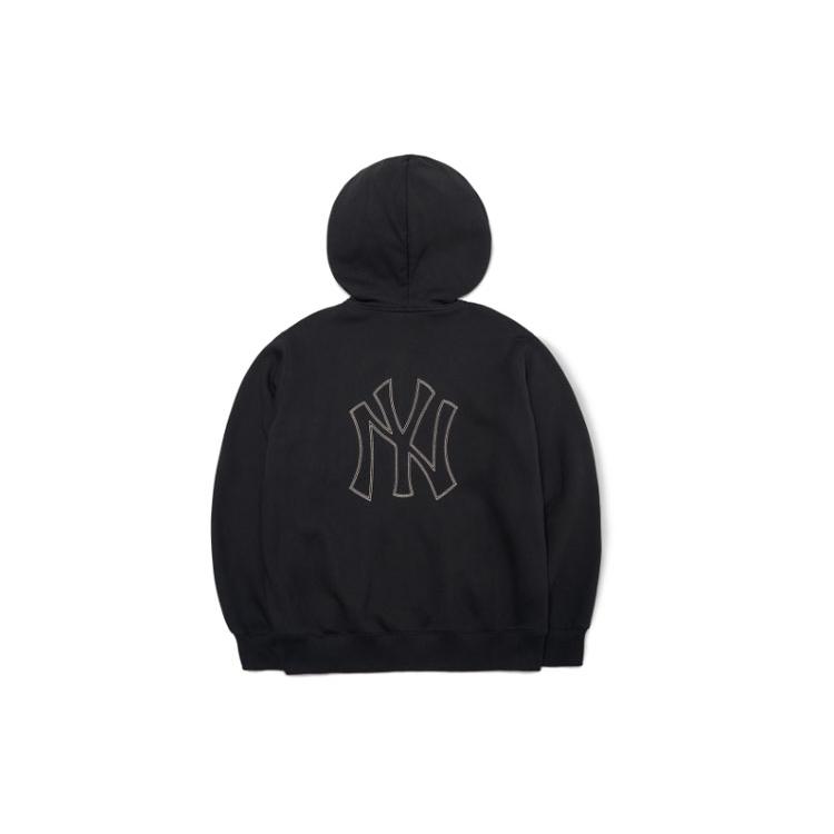 MLB New York Yankees Sweatshirts Unisex Black Hooded Moderate Cardigan 3ATRB0116-50BKS