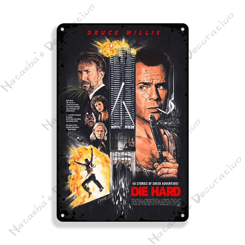 American Movie Die Hard Metal Signs Retro Metal Tin Sign Garage Man Cave Wall Decor Retro Metal Signs Vintage Industrial Decor