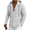 New Men’s Linen Plus-size Hooded Long-sleeved Top – Casual Plain-colour Hoodie