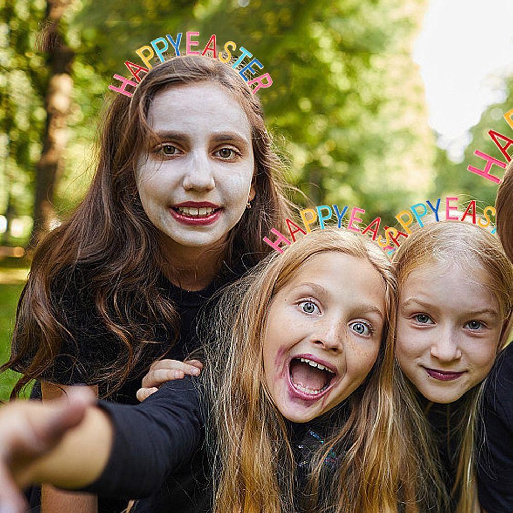 

Цинк сплава цинка, повязка на голову с изображением счастливой Пасхи, тонкий мультяшный головной убор, креативный обруч для волос с пасхальным письмом, мытье лица