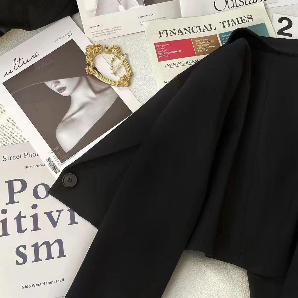 2025 Dámské univerzální petite jednobarevné s dlouhým rukávem krátké sako