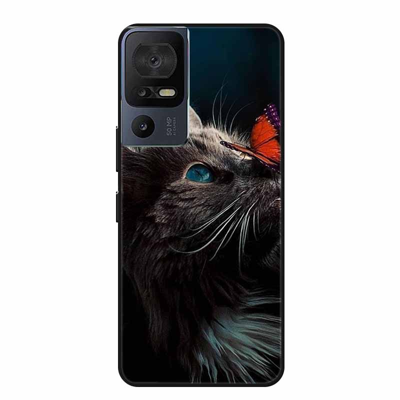 Für TCL 40 SE Handyhülle 40SE Hülle Schwarzes Silikon Weiche Rückseite Hülle Für TCL 40 SE Hülle Funda Für TCL40SE Capa 6.75" Schale