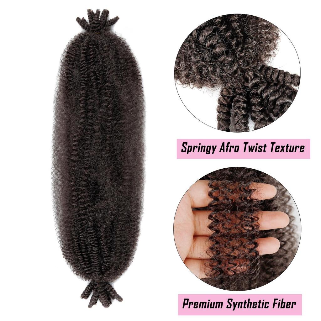 Springy Afro Twist Black Synthetic Crochet Hair Marley Twist Curly Braiding Hair Extensions DIY Wigs For Women Ladies