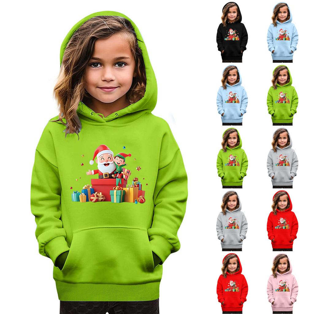 Gensere for tenåringsjenter Hettegensere Langermet Genser med snøring Søt Oversized hettegenser Juledag