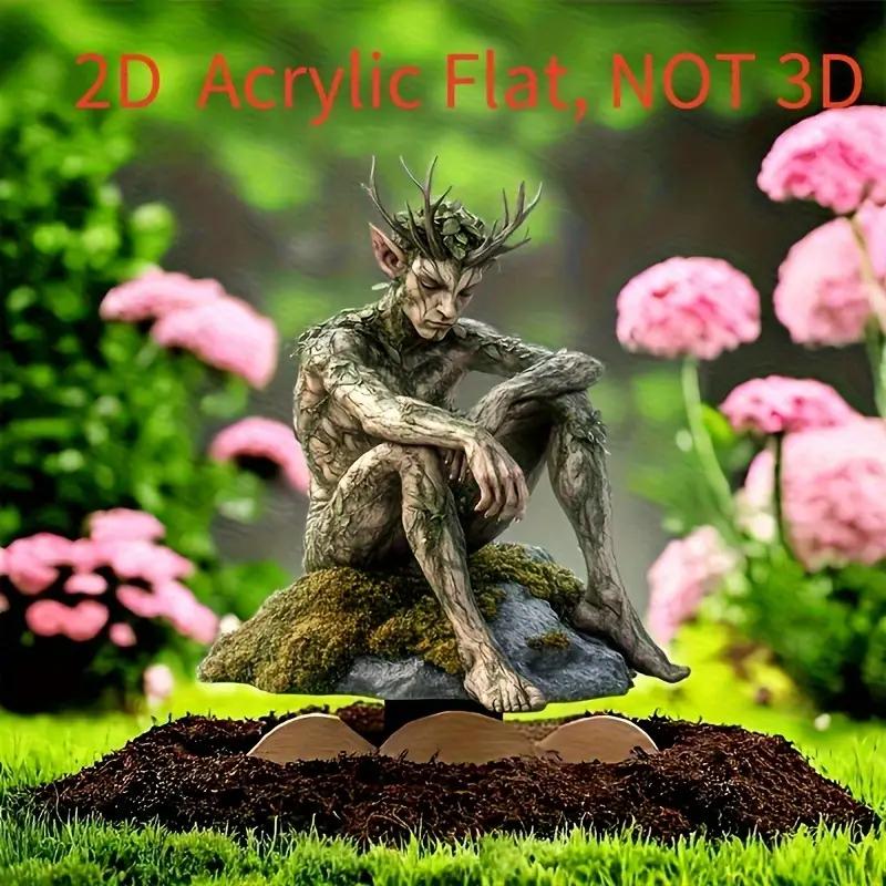 1pcs Lonely Green Elf Garden Decorative Pile, Imaginative Outdoor Sign Decoration, Suitable for Outdoor Lawn and Terrace