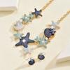 European and American ocean style necklace, geometric starfish shell inlaid with pearl design earrings versatile jewelry set