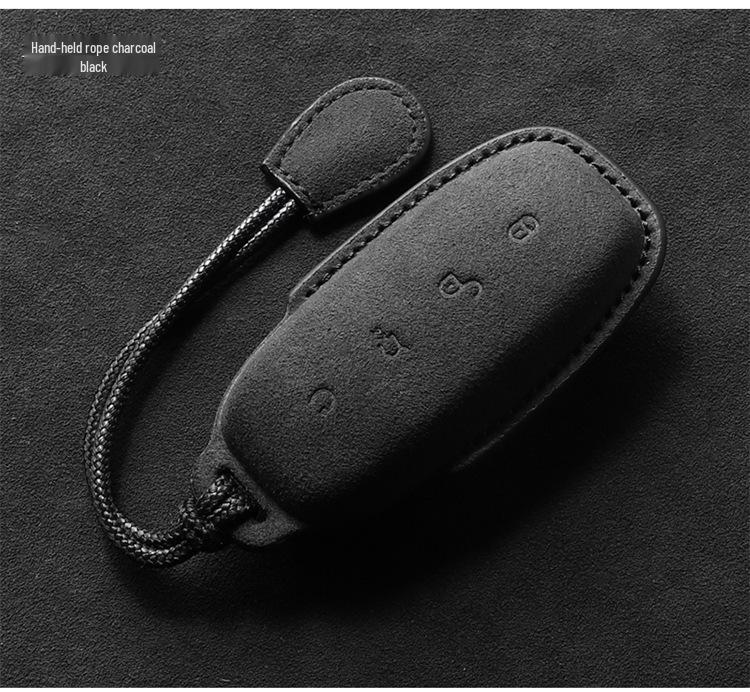 Full-Coverage Suede Key Case for BYD D9, N7, N8, and X with Side Snap Button