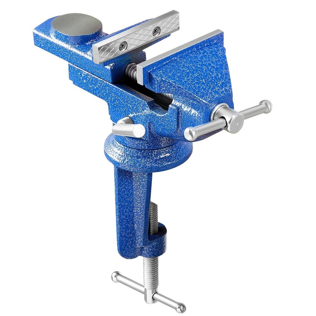 Bench Vise, 3 Inch, Portable Workbench Vice with 360° Swivel Base, Quick Release Rotating Bench Clamp, Raised Base, Cast Iron Construction, for