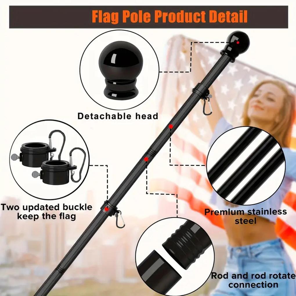 Stainless flagpole flagpole outdoor stainless porch 360 bracket, for porch mounted for most zes of perforated