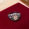 Exquisite Retro Zircon Flower Oval Open Ring: Sparkly, Fashionable & Versatile Index Finger Jewelry